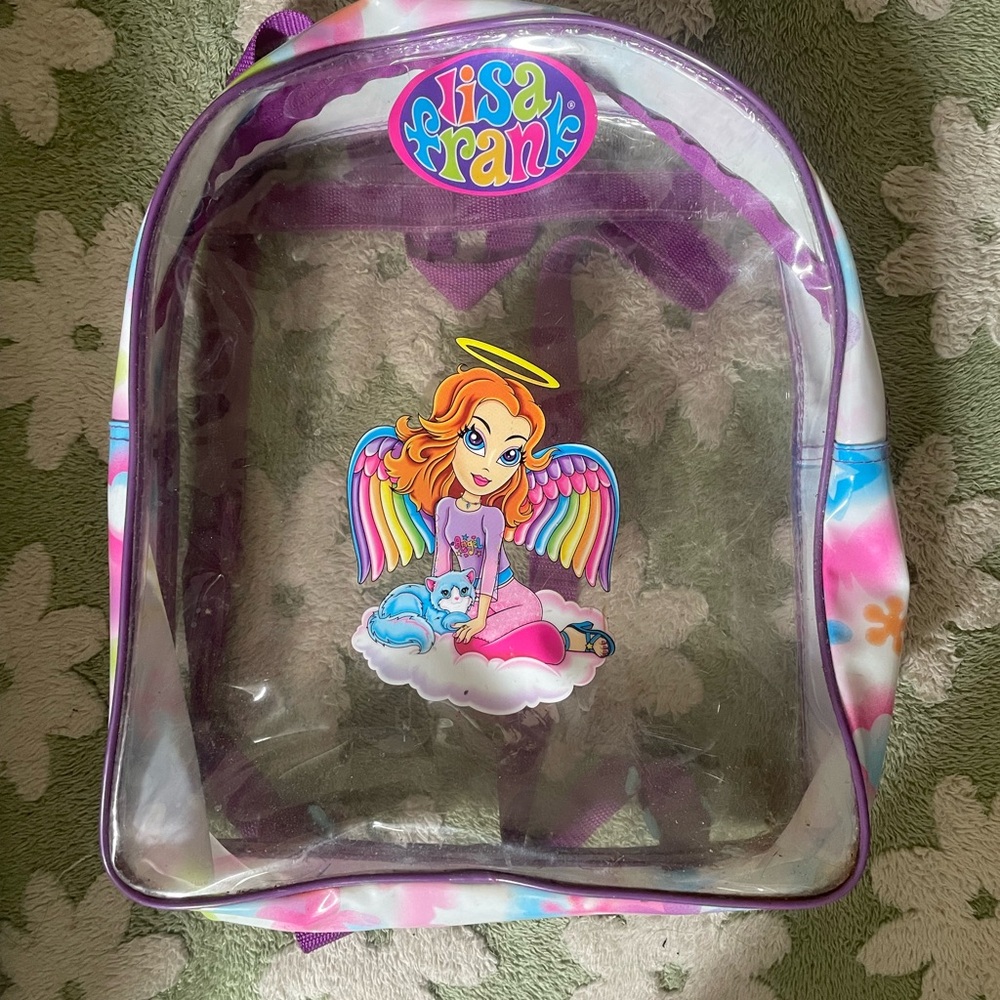 Vintage Lisa Frank Clear Backpack with Purple Trim